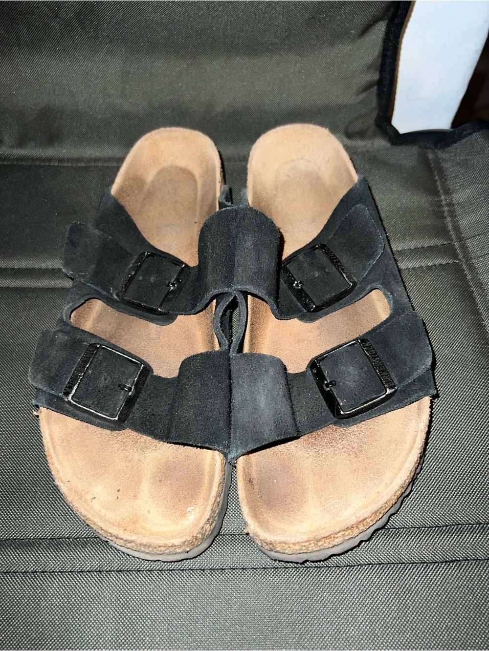Birkenstock Black Two-Buckle Suede Slide Sandals